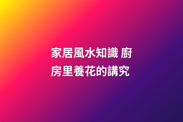 家居風水知識 廚房里養花的講究